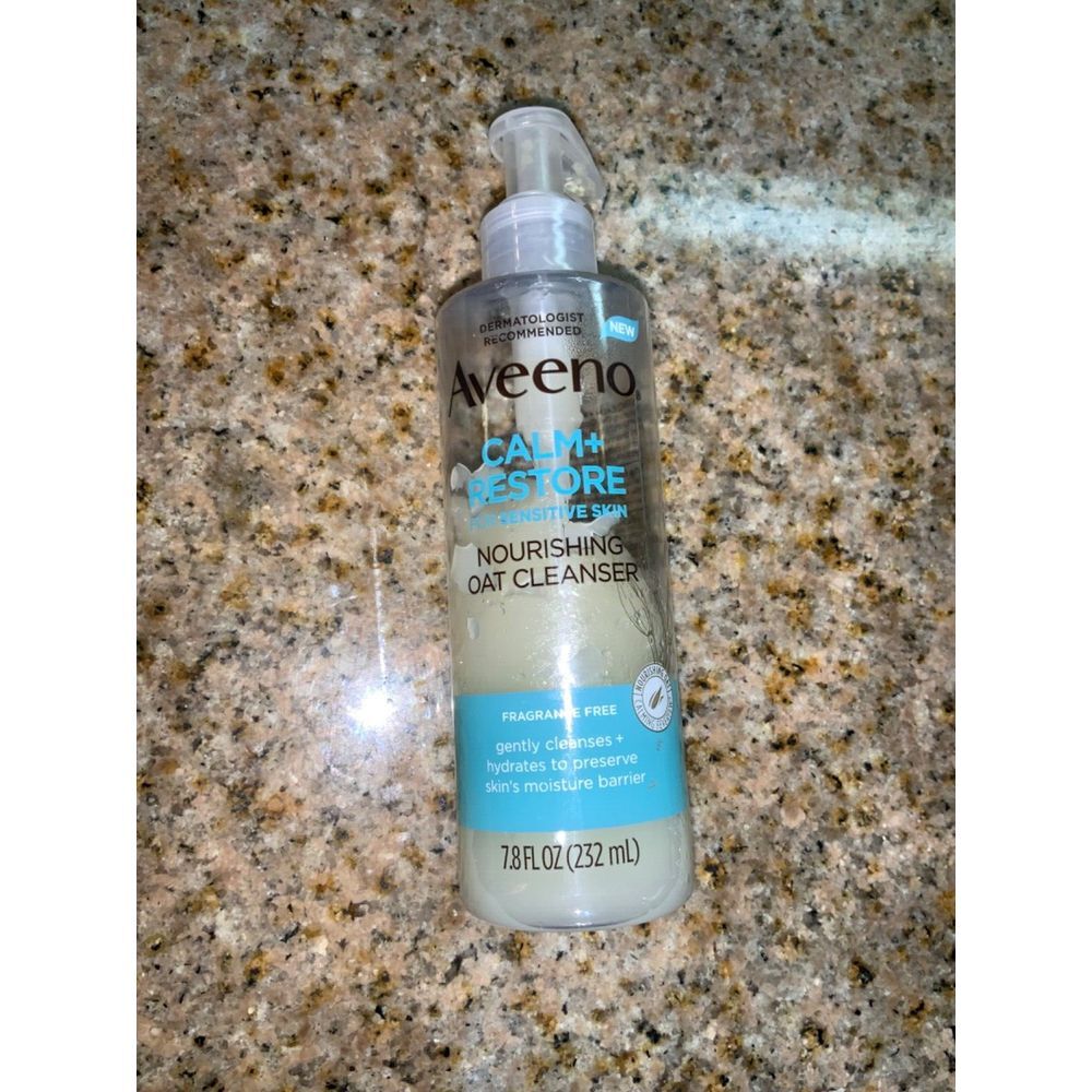 Used Aveeno Calm + Restore Nourishing‎ Oat Cleanser For Sensitive Skin 7.8 oz